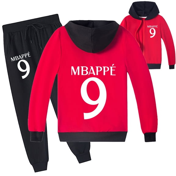 Boys Girls Mbappé Zipper Outwear Jacket Sweatshirt Sweatpants Sets Kids Sport Hoodies Sweatsuit Outfits Sets