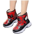 thumbnail image 1 of Boys Girls Mid Calf Fleece Lined Snow Boots Waterproof Winter Boots for Toddler Kids Non Slip Ankle Hiking Booties Red Size 3 Big Kids, 1 of 6