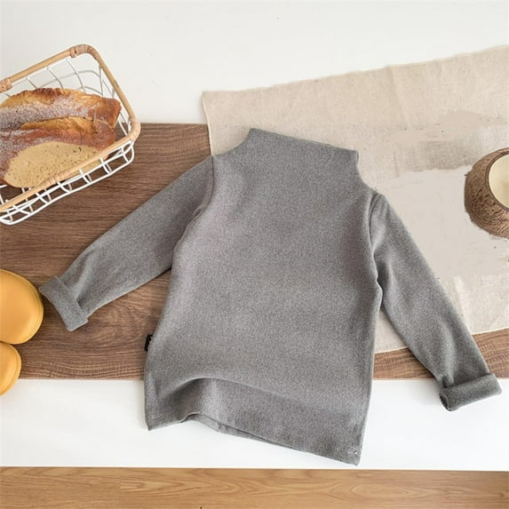 Boys Girls Mock Neck Shirts Long Sleeve Sweatshirts Size 2-10 Toddlers Kids Casual Solid Color Pullover Slim-Fit Basic Thermal Warm T-Shirts Tops