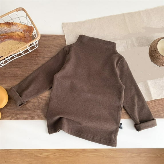 Boys Girls Mock Neck Shirts Long Sleeve Sweatshirts Size 2-10 Toddlers Kids Casual Solid Color Pullover Slim-Fit Basic Thermal Warm T-Shirts Tops