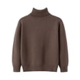 thumbnail image 1 of Boys Girls Mock Turtleneck Sweater Kids Fashion Long Sleeve Knit Pullover Sweaters 2-14 Years Coffee, 1 of 9