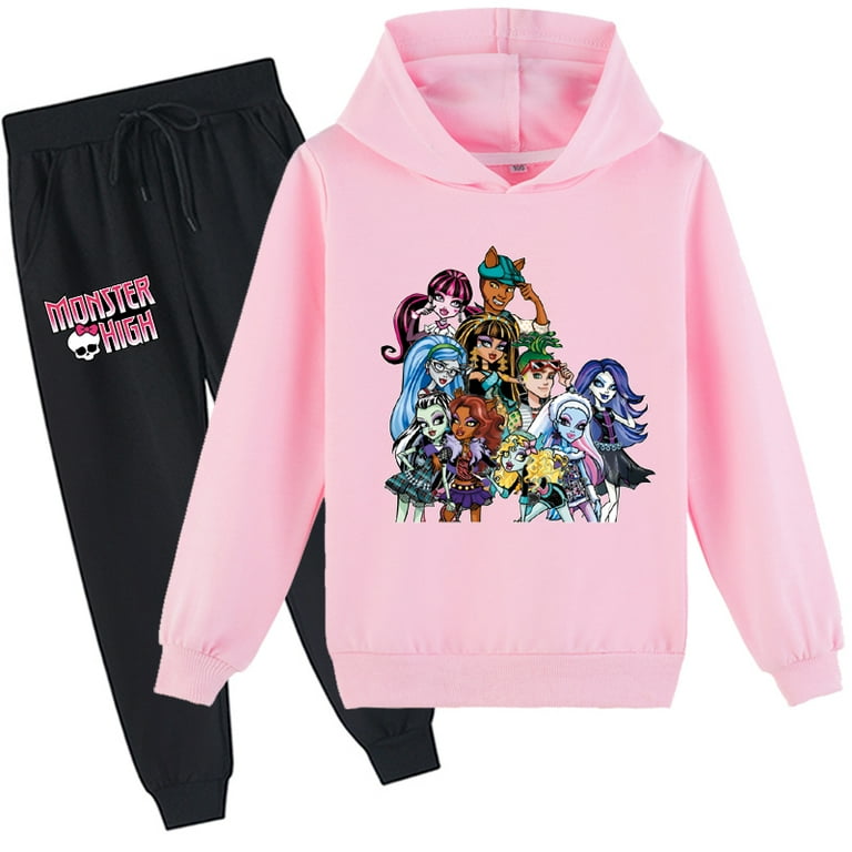 Boys Girls Monster High Graphic Cotton Pullover Sweatshirt with Hood Sweatpants 2 Pieces Sweatsuit Outfits Walmart