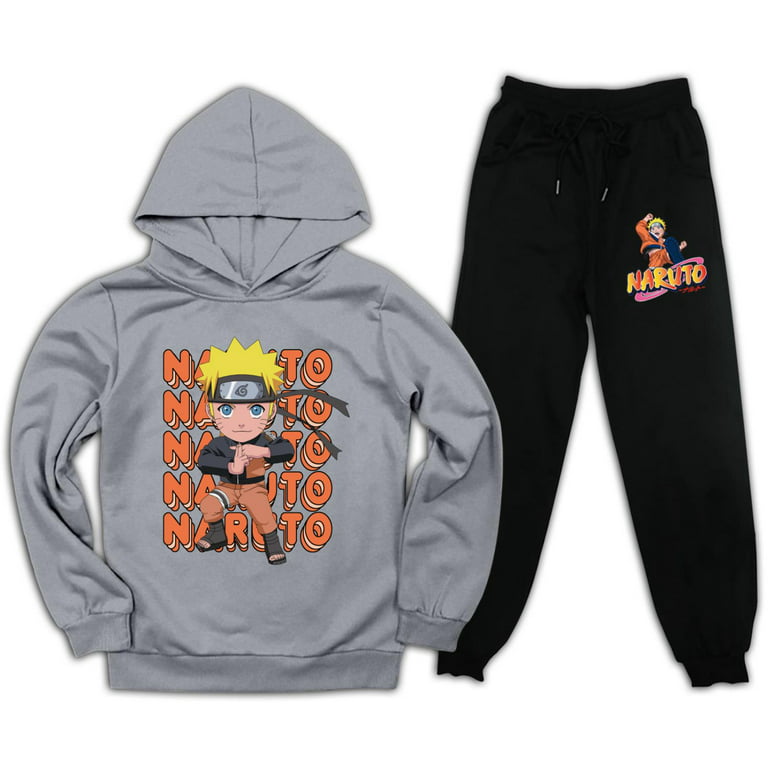 Boys Girls NARUTO Hoodie and Sweatpants Suit 2 Piece Outfit Fashion  Sweatshirt Set Jogging Pants Set Small 