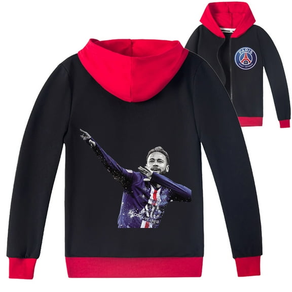 Boys Girls Neymar Graphic Zipper Hooded Outerwear Jacket Sweatshirt with Hood Fashion Jacket