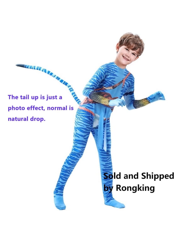 Boys Girls Jumpsuit Blue Aliens Cosplay Costume Bodysuit for 3-10 Year
