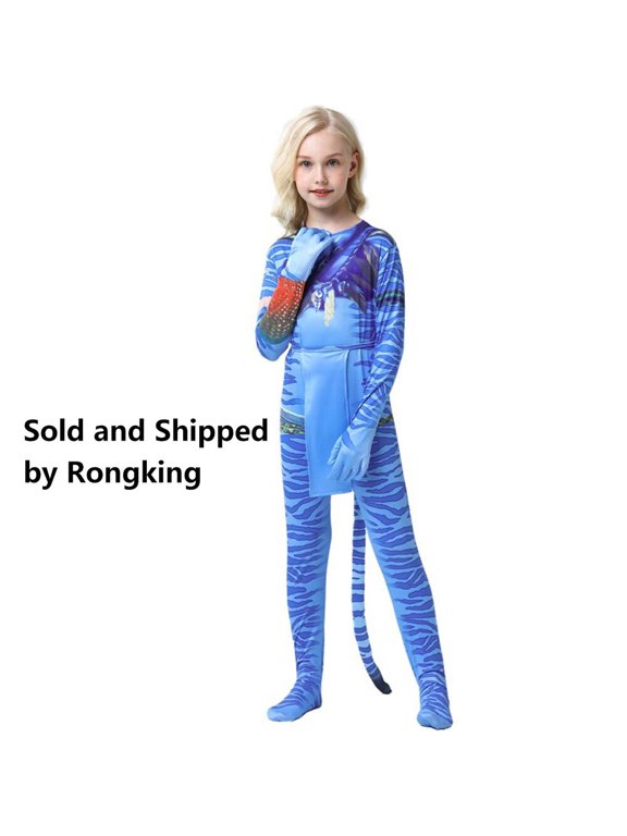 Boys Girls Jumpsuit Blue Aliens Cosplay Costume Bodysuit for 3-10 Year