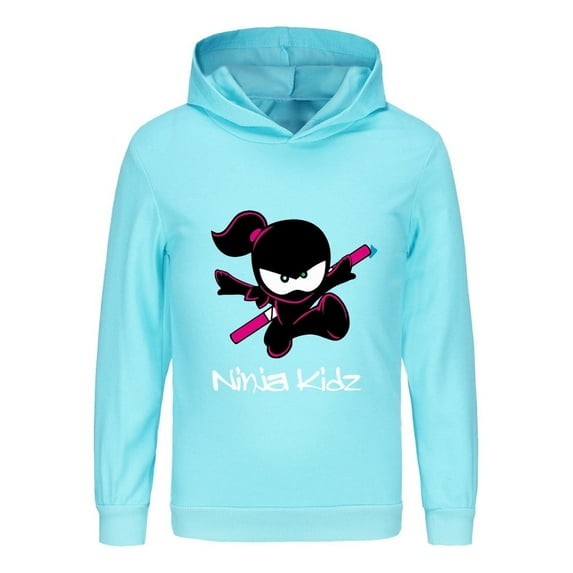 Boys Girls Ninja Kidz Hoodie – Kids Long Sleeve Sweatshirt with Colorful Print, Casual Cosplay Top
