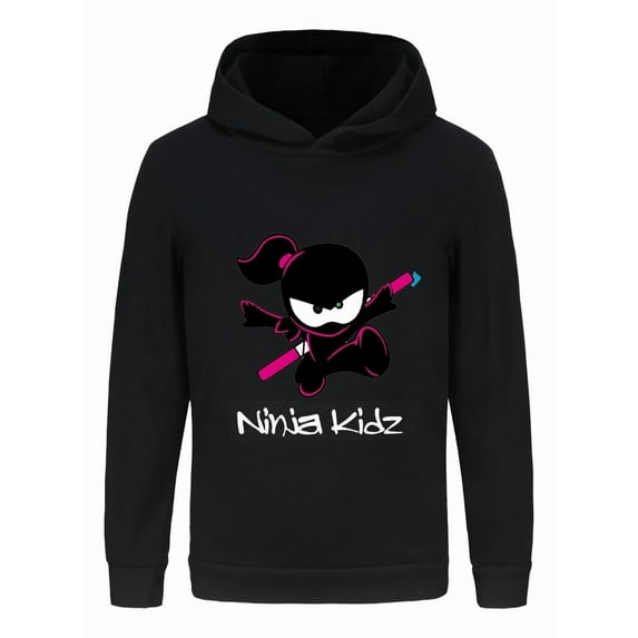 Boys Girls Ninja Kidz Hoodie – Kids Long Sleeve Sweatshirt with Colorful Print, Casual Cosplay Top