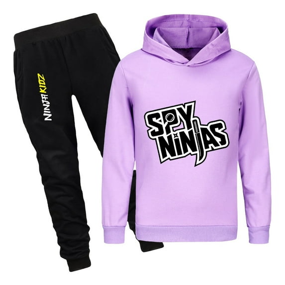 Boys Girls Ninja Kidz Outfit – Kids Pullover Hoodie and Joggers Set – 2-Piece Cartoon Clothing for Everyday Comfort