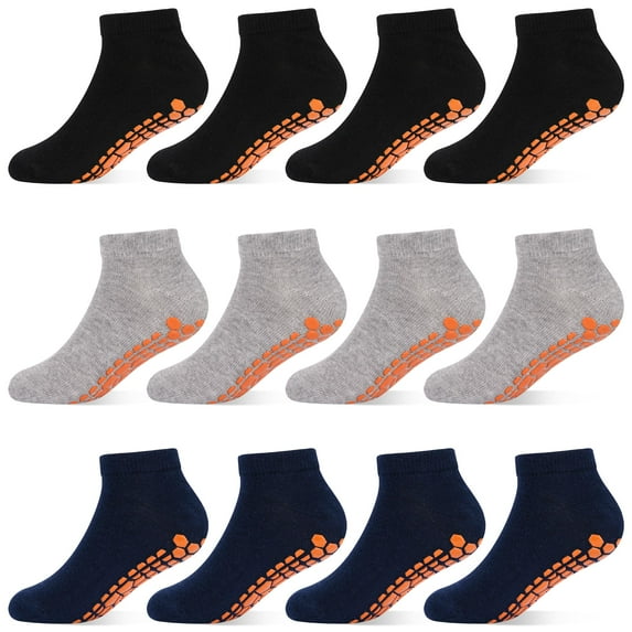 Boys Girls Non-Slip Toddler Socks Grip Ankle Sticky Socks Anti-Skid Socks for Kids 6 Pairs for 2-13 Years Kids