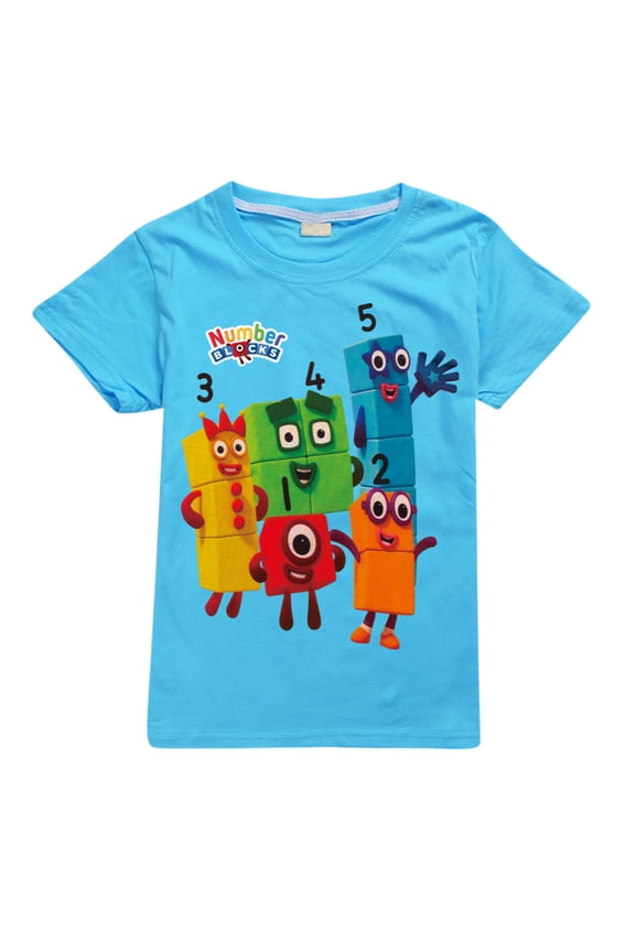 Boys Girls Number Block Anime Cartoon Graphics Printed Casual Sport T-Shirts Summer Short Sleeve Crewneck Breathable Shirt Soft Active Tops Theme Party Tees Cotton Novelty Clothes Kids Gift 4-13