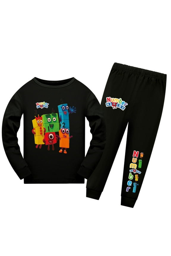 Boys Girls Number Block Anime Fans 2-Piece Cartoon Graphics Printed Pyjamas Set Pjs Kid's Long Pants And Long Sleeved Top Tshirt Nightwear Soft Sleepwear Outfit Clothes Cotton Homewear Gift 3-14 ﻿ ﻿