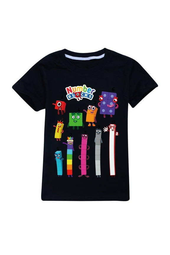 Boys Girls Number Block Cartoon Graphics Printed Casual Sport T-Shirts Summer Short Sleeve Crewneck Breathable Shirt Soft Active Tops Theme Party Tees Cotton Novelty Clothes Kids Anime Gift 4-13