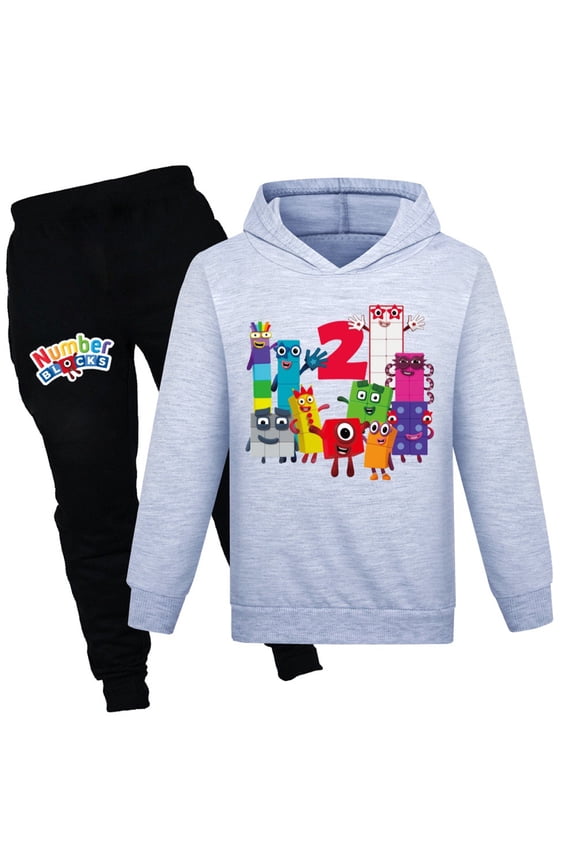 Boys Girls Numberblock Anime Cartoon Graphics Printed Costume Hoodies Set Sweatshirt&Sweatpants 2 Piece Hooded Tracksuit Long Sleeve Pullover Casual Hoody Sport Outfit Jogging Suit Clothes Kid 4-13