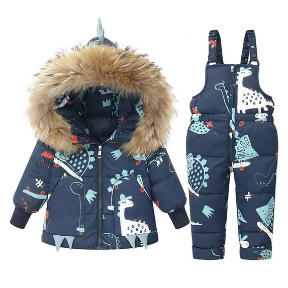 Boys Girls One Piece Snowsuit Jackets Coats Fashion Solid Color Down Jackets Keep Thickening Warm Outdoor Coat Jumpsuit Set