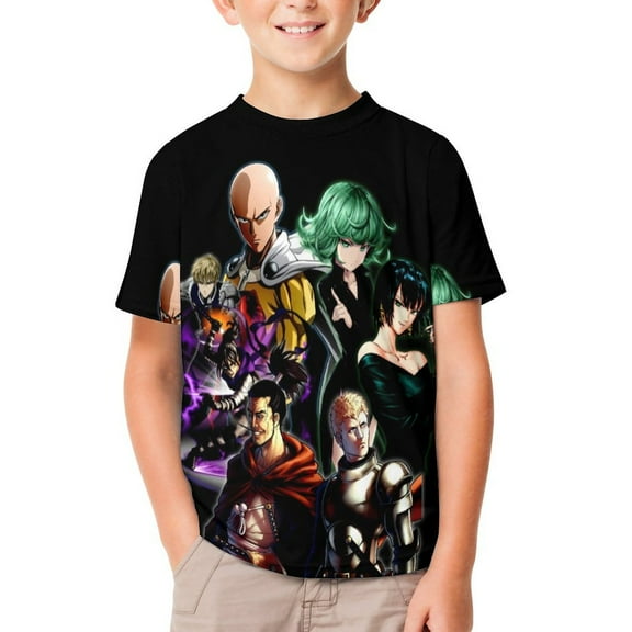 Boys Girls One Punch Man T-Shirt 3D Graphic Crewneck Short Sleeve Printed Tee Shirt Tops for Kids Teens