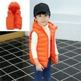 thumbnail image 1 of Boys Girls Orange Puffer Vest Cute Hooded Jacket Sleeveless Quilted Vest with Pocket for Kids Light Vest 12-15 Years, 1 of 5