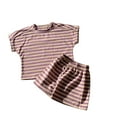 thumbnail image 1 of Boys Girls Outfit Sets Toddler Kids Summer Striped Short Sleeve Shirt Top and Shorts Set 1-10 Years, 1 of 4