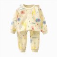thumbnail image 1 of Boys and Girls Pajamas Set Long Sleeve Tops + Pants Toddler Fall Winter Sleepwear Set 6 12 24 Months 1T 2T 3T 4T 5T 6T Children Light Yellow,1-2 Years, 1 of 5