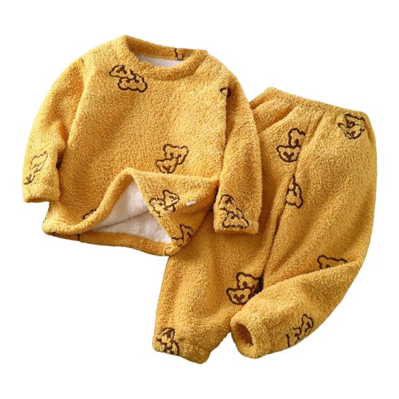 Boys Girls Pajamas Set Warm Pajamas Set Round Neck Long Sleeve Soft Toddler Pajamas Winter Clothes for Baby Boys 3T Pajamas Boys