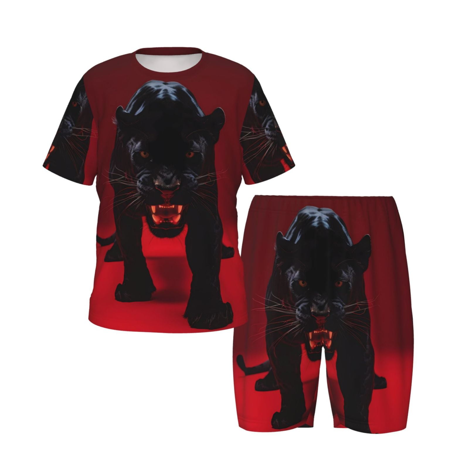 Boys Girls Pajamas Sets for Kids, Black Panther Red Background Toddler