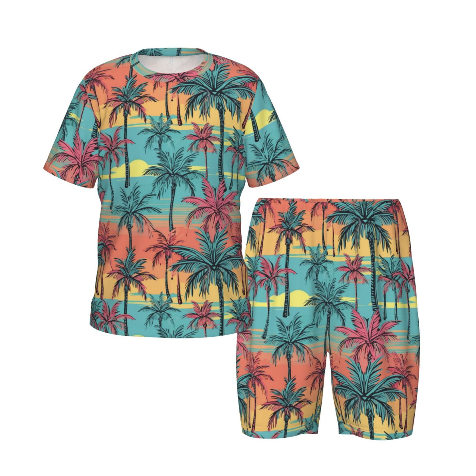 Boys Girls Pajamas Sets for Kids, Colorful Hawaii Palms Toddler