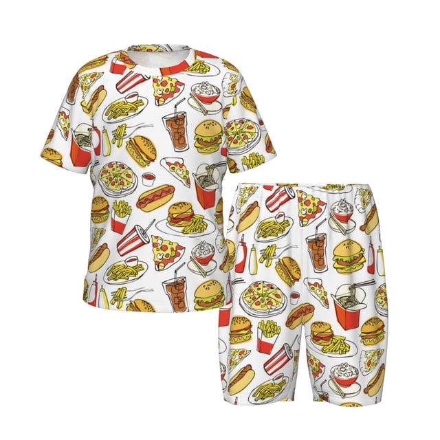 Boys Girls Pajamas Sets for Kids, Cute Food Pizza Fries Toddler