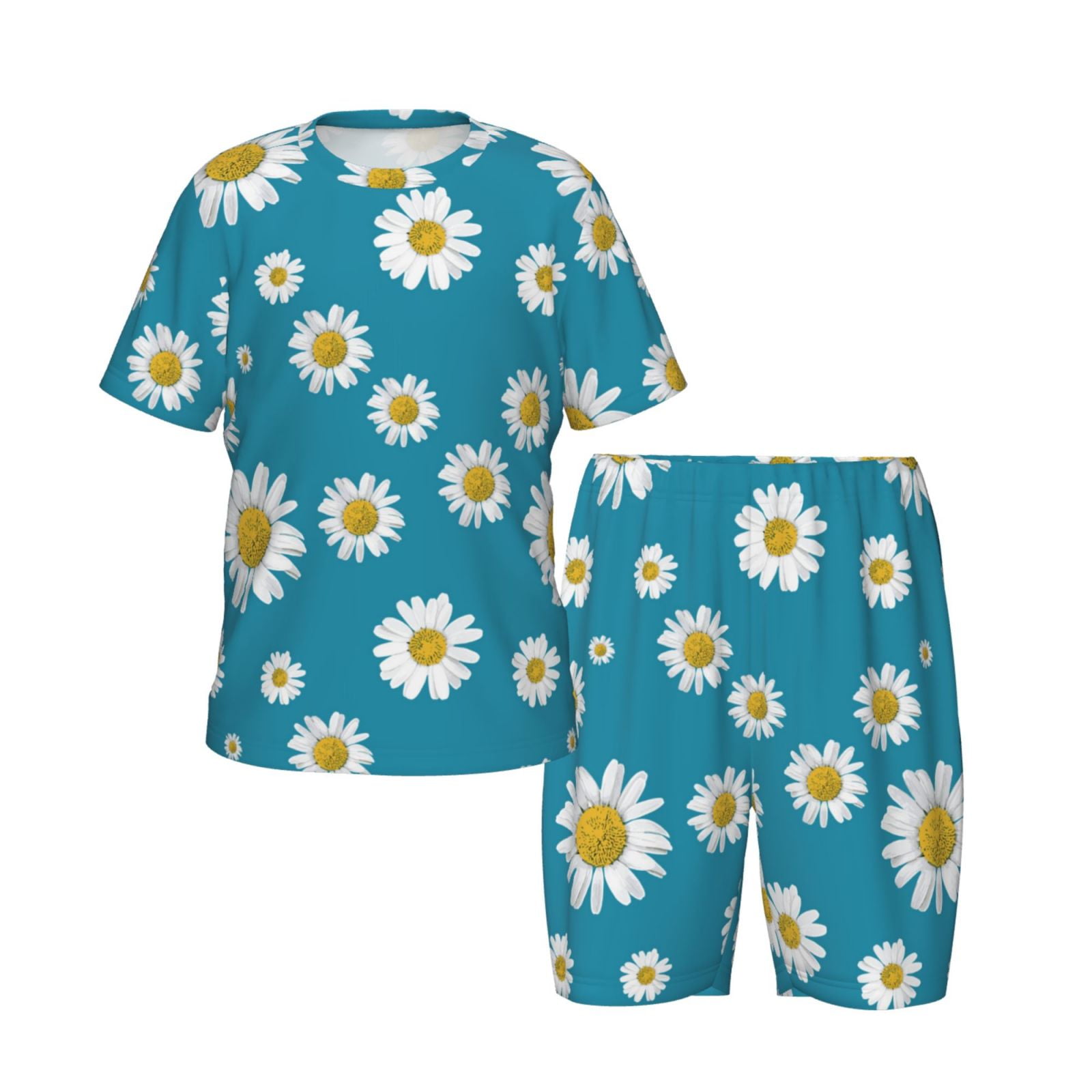 Boys Girls Pajamas Sets for Kids, Daisies Flowers Blue Toddler