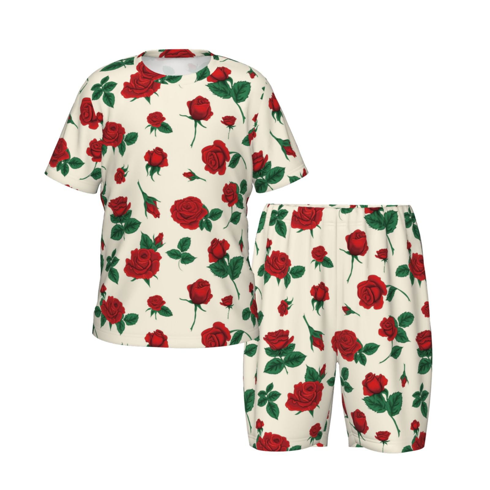 Boys Girls Pajamas Sets for Kids, Rose Flowers Toddler Sleepwear Lounge