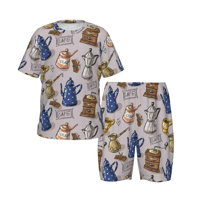 Boys Girls Pajamas Sets for Kids, Vintage Teapot Coffee Grinder Toddler