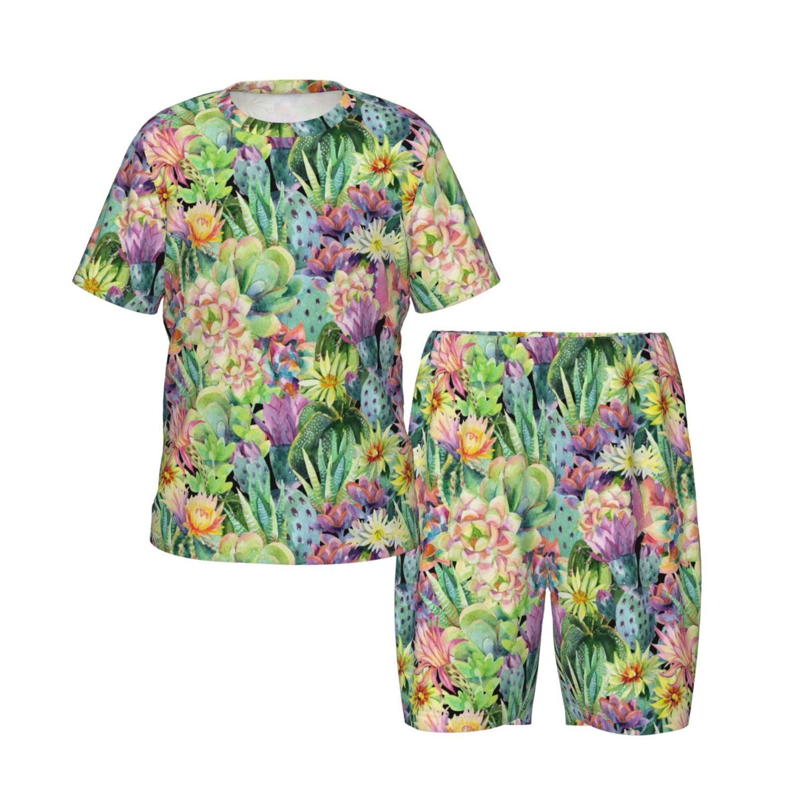 Boys Girls Pajamas Sets for Kids, Watercolor Blooming Cactus Toddler