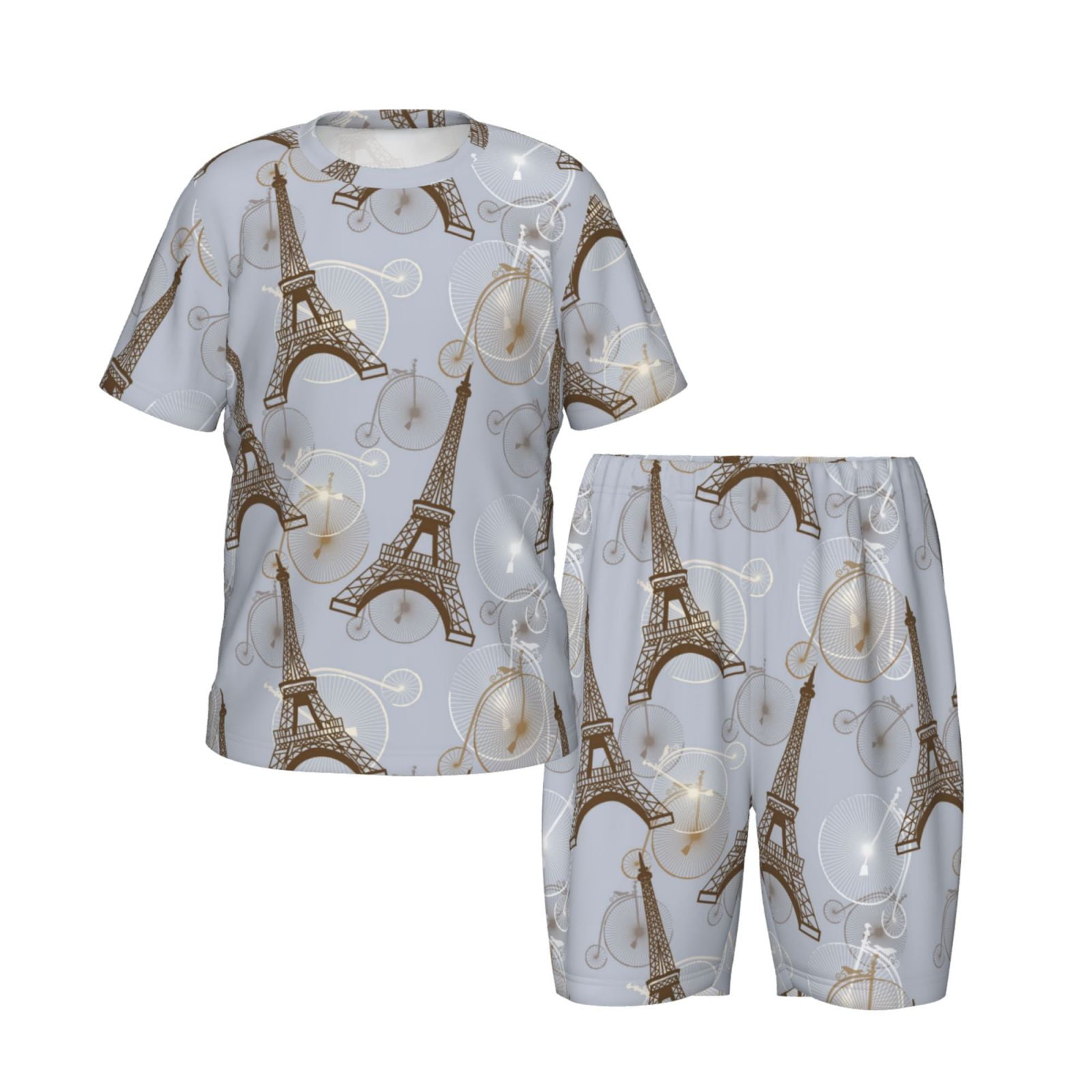 Boys Girls Pajamas Sets for Kids, bike Eiffel Tower Toddler Sleepwear