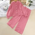 thumbnail image 1 of Boys & Girls Pant Sets 2 Piece Outfits 8-12 Years Tweens Kids Lightweight Long Sleeve Button-Down Shirts and Pants Solid Going-Out Set, 1 of 8