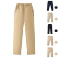 thumbnail image 1 of Boys Girls Pants Chinos Uniform Trousers Black Casual For Spring Autumn Teen Toddler Stretchy Elastic Waist Pockets Daily School Wear, 1 of 5