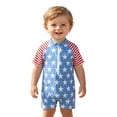 thumbnail image 1 of Boys Girls Patriotic One Piece Swimsuit, Independence Day Star Stripe Rash Guard, Short Sleeve Zipper Bathing Suit for Beach Pool Summer(Light Blue,0-6 Month), 1 of 5