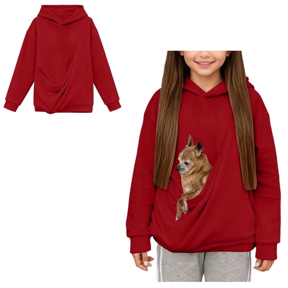 Boys Girls Pet Pouch Hoodie Pet Carrier Hoodie Long Sleeve Pet Pocket Sweatshirt Winter Clothes 5-6 Years