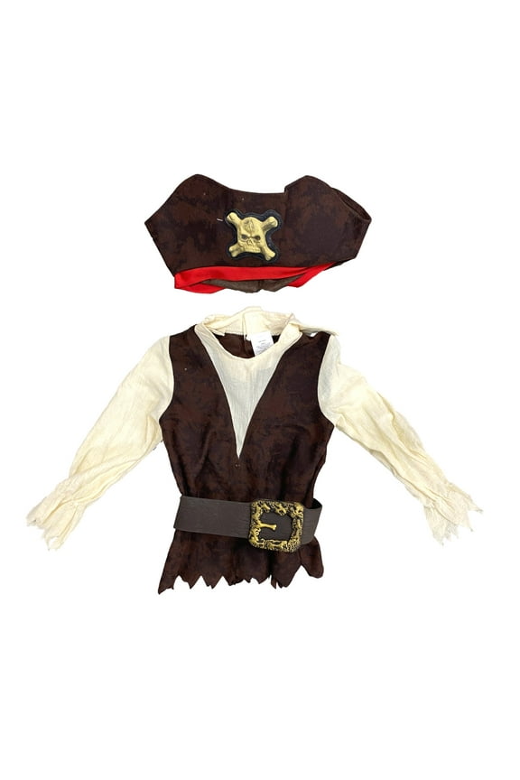 Boys Girls Pirate Halloween Costume With Top, Eyepatch & Hat Small (4/6)