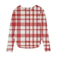thumbnail image 1 of Boys Girls Plaid Long Sleeve Shirts Casual Crew Neck Loose Pullover Tops Soft Comfy Cute Sport Athletic Fashion Tunic Blouses (Red-1,11 Years), 1 of 6