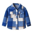 thumbnail image 1 of Boys Girls Plaid Shirts Long Sleeve Button Down Shacket Kids Casual lightweight Jackets Blouses Tops with Pockets, 1 of 6