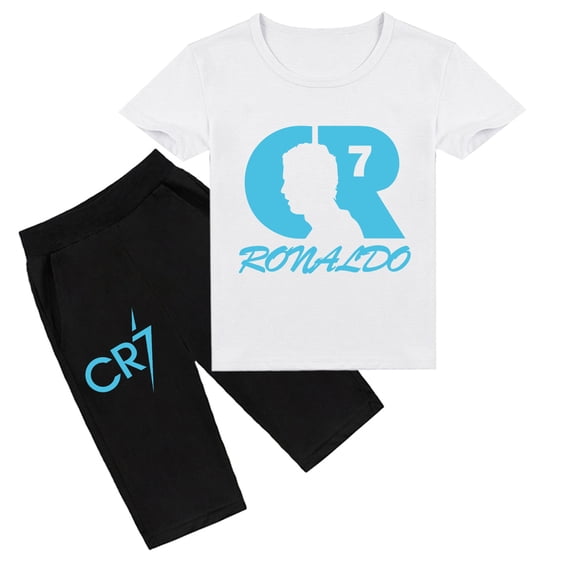 Boys & Girls' Playful Summer Ensemble: Cristiano Ronaldo Cotton Short Sleeve T-shirt and Trousers