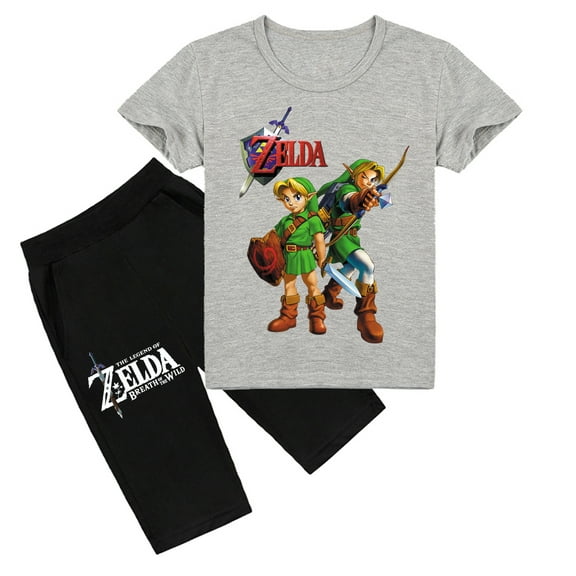Boys & Girls' Playful Summer Ensemble: The Legend of Zelda Cotton Short Sleeve T-shirt and Trousers