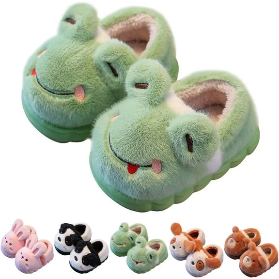 Boys & Girls Plush Animal Slippers, Warm Winter Anti-slip House Shoes with Cute Design for Indoor Outdoor Use