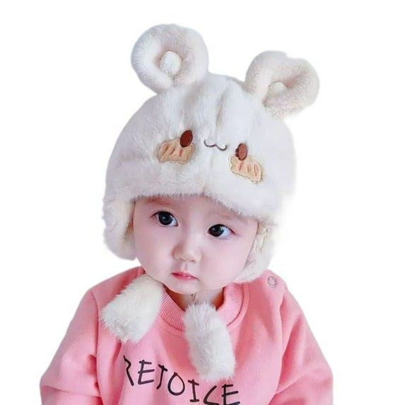 Boys Girls Plush Autumn Winter Ear Protection Baby Hat Bear Baby Beanie Cap Thicken Cap Kids Snowcap BEIGE