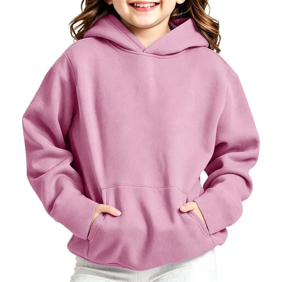 Boys Girls Pockets Hoodies Long Sleeve Oversized Fleece Sweatshirt for Children
