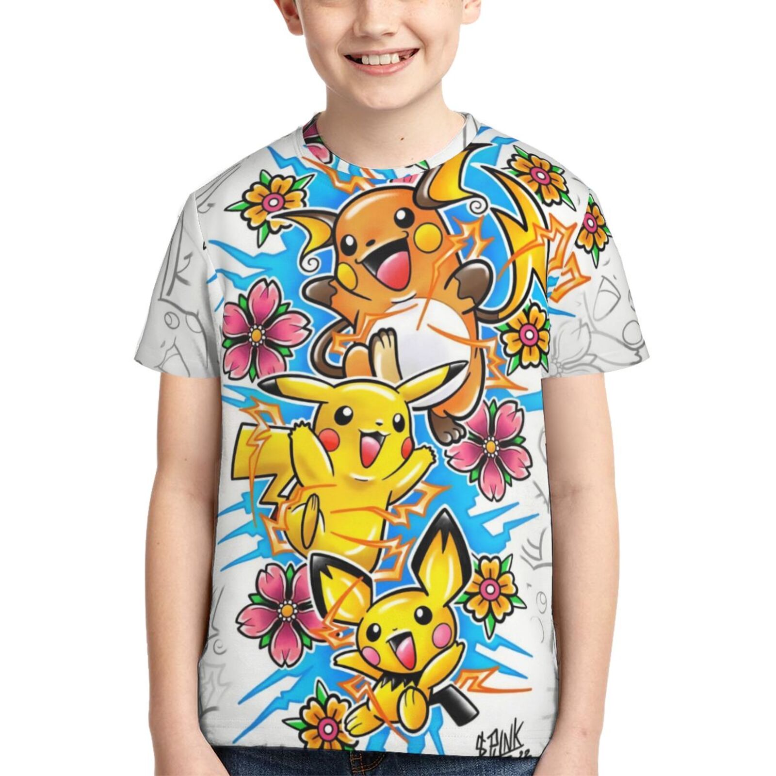 Pokémon Pikachu Thunderbolt Youth Long Sleeve Shirt - Officially Licensed, Black, Size Medium