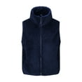 thumbnail image 1 of Boys Girls Polar Fleece Vest 4T Teddy Sleeveless Zip Up Jacket Stand Collar Coat with Pocket Kids Warm Fall Clothes, Navy, 3 Years, 1 of 1
