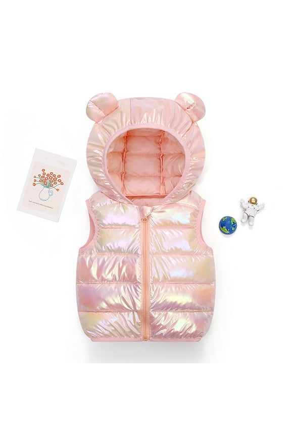 Boys Girls Polar Fleece Vest Jacket Boys And Girls Bright Face Solid Color Round Neck Sleeveless Hooded Versatile Short Top For Wearing Outside Fall And Winter Top Jacket Camisole Sleeveless