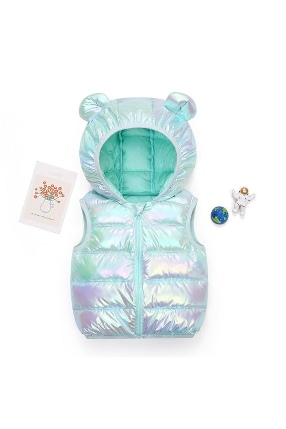 Boys Girls Polar Fleece Vest Jacket Boys And Girls Bright Face Solid Color Round Neck Sleeveless Hooded Versatile Short Top For Wearing Outside Fall And Winter Top Jacket Camisole Sleeveless