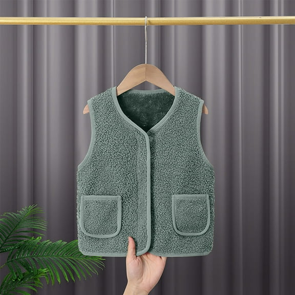 Boys Girls Polar Fleece Vest Jacket Kids Sleeveless Zip Up Sherpa Lined Coat Fall Soft Warm Outerwear Lightweight Cardigans for Girls