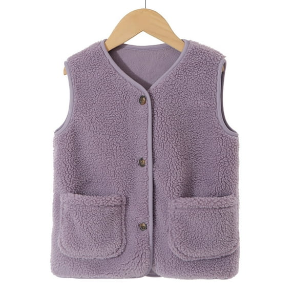 Boys Girls Polar Fleece Vest Kids Thick Flannel Zipper Jacket Toddler Sleeveless Puffer Winter Warm Outerwear Fleece Jacket for Girls 7-8